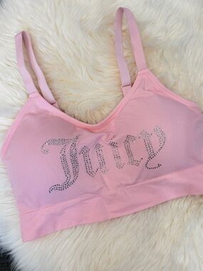 NWOT JUICY COUTURE INTIMATES SEAMLESS BRA BABY PINK CRYSTALS BLING Y2K 1X